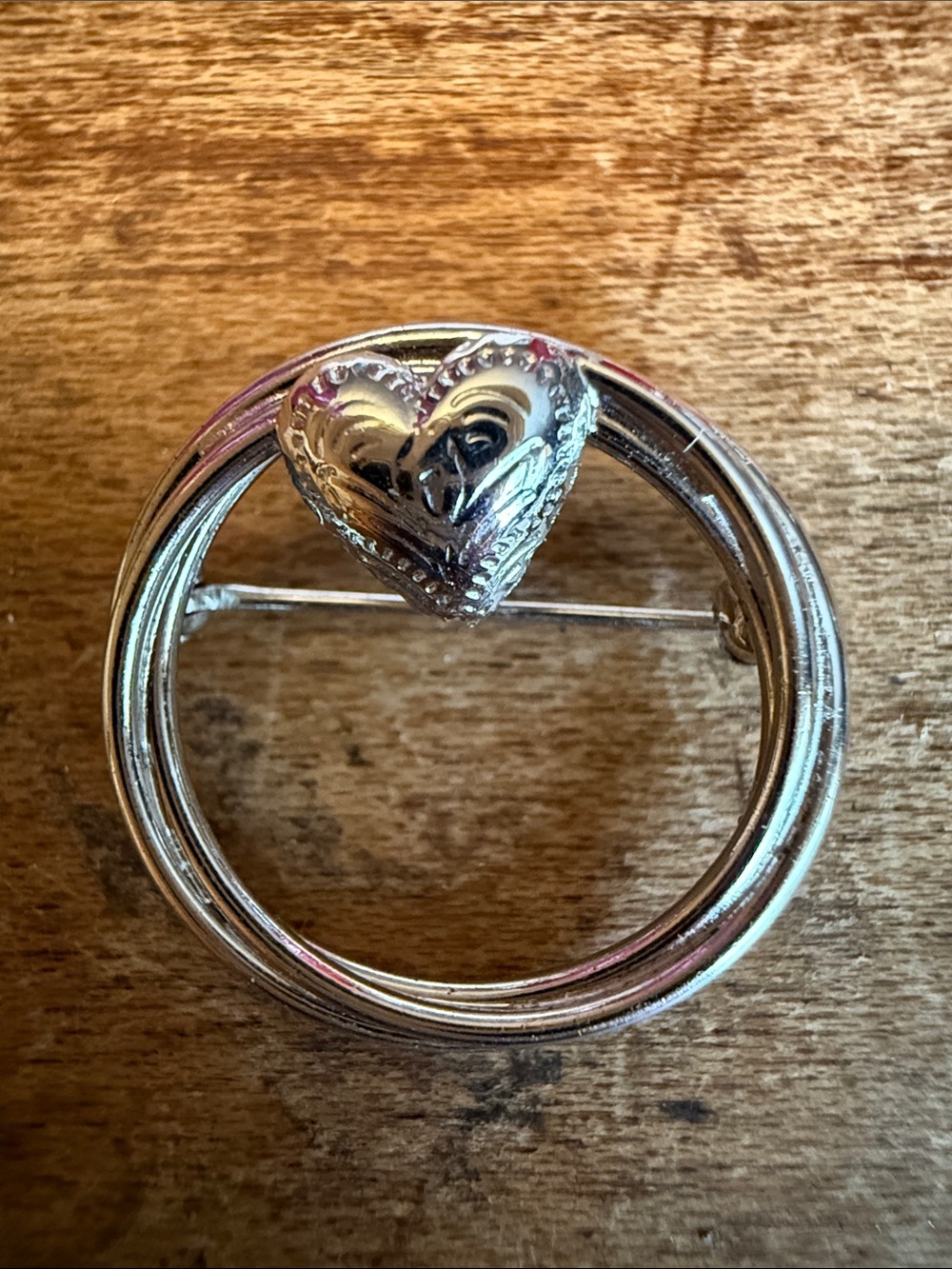 Sterling Silver Heart Circle Brooch Pin - Classic Women’s Jewelry